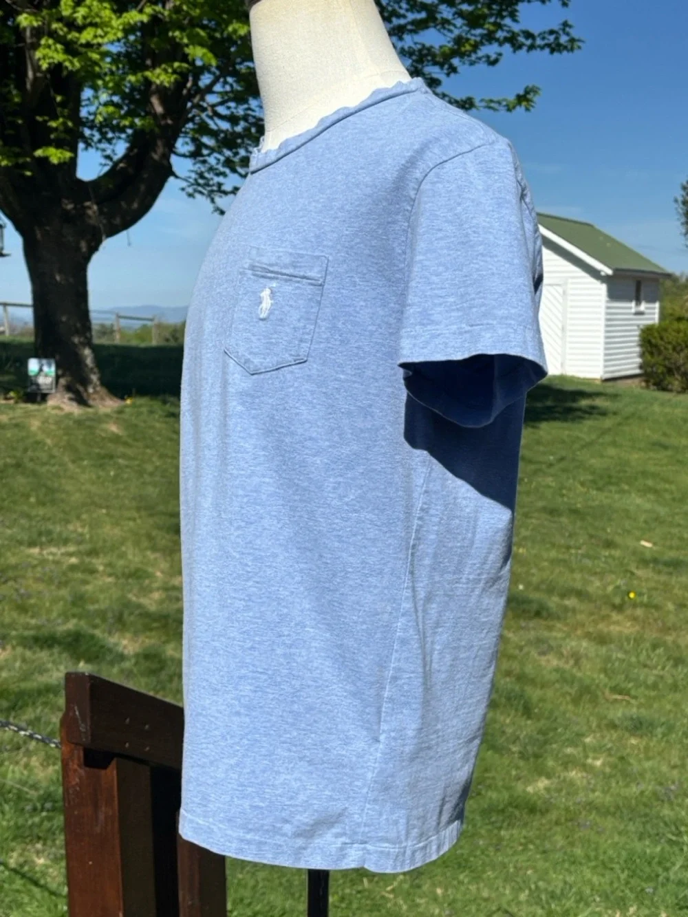 Polo Ralph Lauren Grey S/S Tee w/Logo on Front Pocket T-Shirt Men's Large